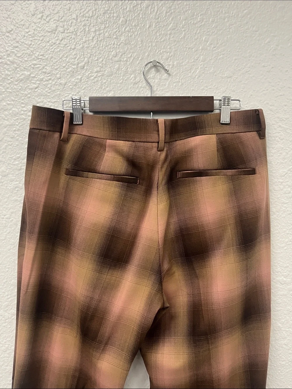 All Saints Brown Plaid Dress Pants with Pink Accents #1133
